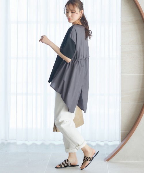 miclat（ミクラ）の「大きいサイズ　異素材切替サイドコードTシャツ　miclat（Tシャツ/カットソー・レディース・ブラック系/ホワイト系・5L/LL/3L/L/4L）」の7枚目の写真