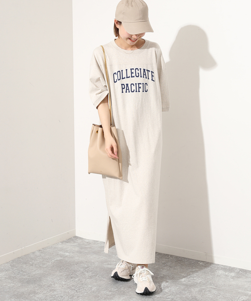 SLOBE IENA（スローブイエナ）の「【Collegiate Pacific】 SLOBE別注  S/Sワンピース（ワンピース・レディース・チャコールグレー/アイボリー・FREE）」の2枚目の写真