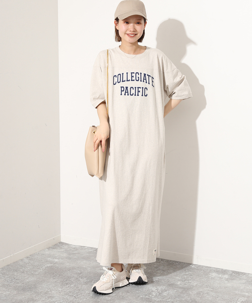 SLOBE IENA（スローブイエナ）の「【Collegiate Pacific】 SLOBE別注  S/Sワンピース（ワンピース・レディース・チャコールグレー/アイボリー・FREE）」の4枚目の写真