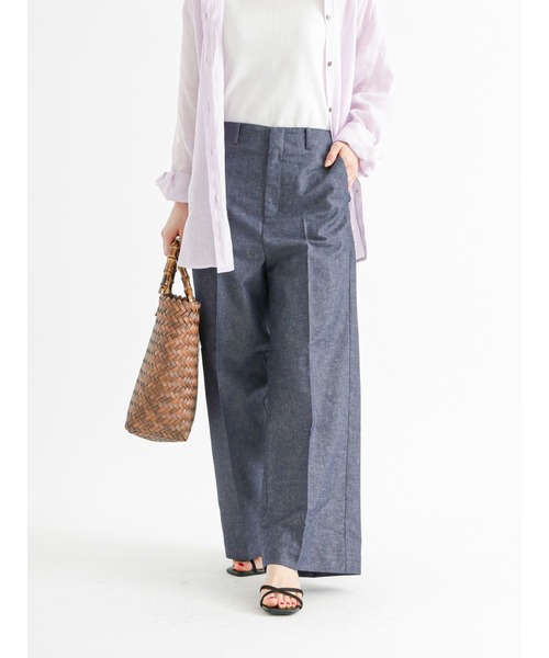 Te chichi（テチチ）の「リネン混デニムワイドパンツ（デニムパンツ・レディース・オフホワイト/ネイビー・SMALL/MEDIUM）」の2枚目の写真