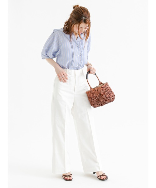 Te chichi（テチチ）の「リネン混デニムワイドパンツ（デニムパンツ・レディース・オフホワイト/ネイビー・SMALL/MEDIUM）」の8枚目の写真