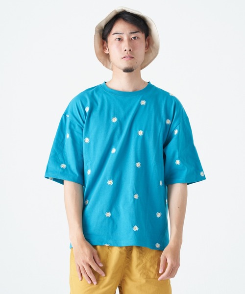 CORISCO（コリスコ）の「花柄刺繍 半袖BIG TEE(M1)（Tシャツ/カットソー・メンズ・ブルー/レッド/ブラック/ライトグレー/グリーン/ホワイト・LARGE/X-LARGE/MEDIUM）」の5枚目の写真