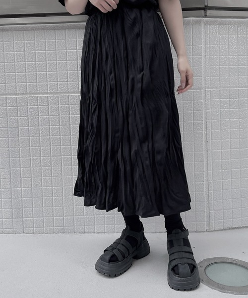Figments（フィグメンツ）の「ワッシャーロングスカート（スカート・レディース・ブラック/ホワイト・FREE）」の15枚目の写真
