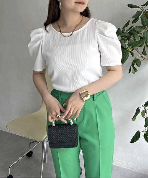 prose verse（プロズヴェール）の「バックリボンパワショルリブトップス（Tシャツ/カットソー・レディース・ホワイト系1/ブラック/オフホワイト・ﾌﾘ-）」の8枚目の写真