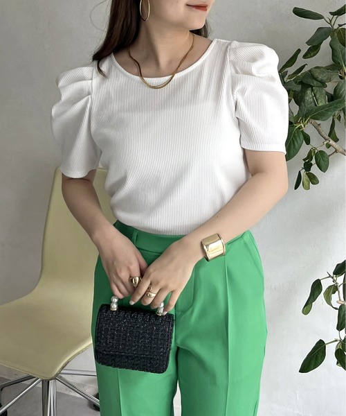 prose verse（プロズヴェール）の「バックリボンパワショルリブトップス（Tシャツ/カットソー・レディース・ホワイト系1/ブラック/オフホワイト・ﾌﾘ-）」の10枚目の写真