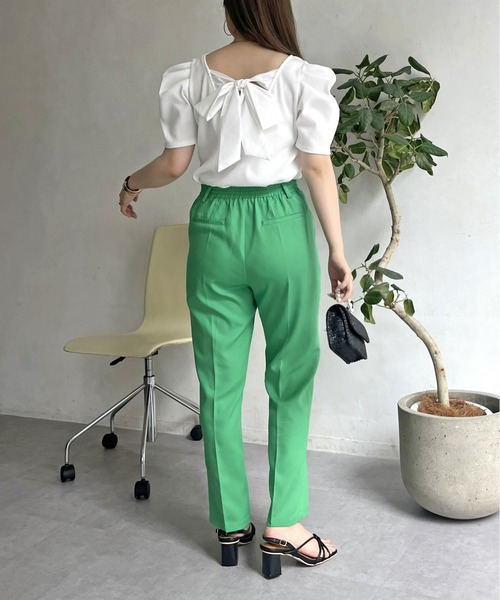 prose verse（プロズヴェール）の「バックリボンパワショルリブトップス（Tシャツ/カットソー・レディース・ホワイト系1/ブラック/オフホワイト・ﾌﾘ-）」の16枚目の写真