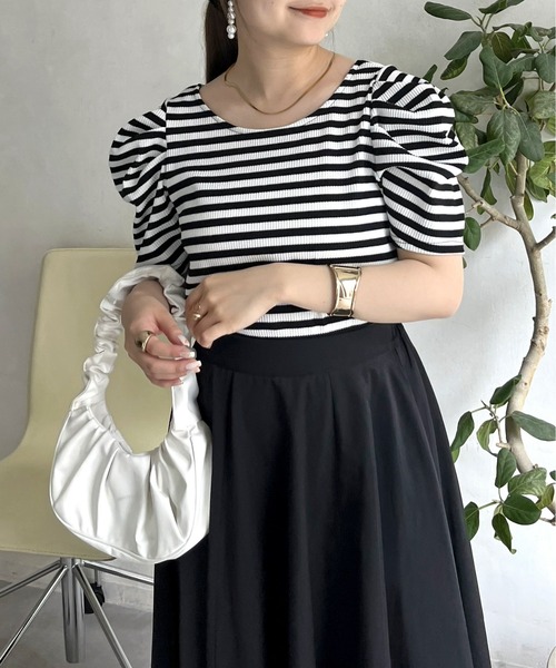 prose verse（プロズヴェール）の「バックリボンパワショルリブトップス（Tシャツ/カットソー・レディース・ホワイト系1/ブラック/オフホワイト・ﾌﾘ-）」の22枚目の写真