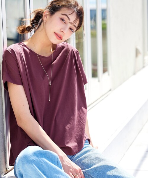tシャツ 「洗える/ベーシックカラー」ロイヤルシフォン パールディティール カットソー レディース セール】【洗える/ベーシックカラー】ロイヤルシフォン パール