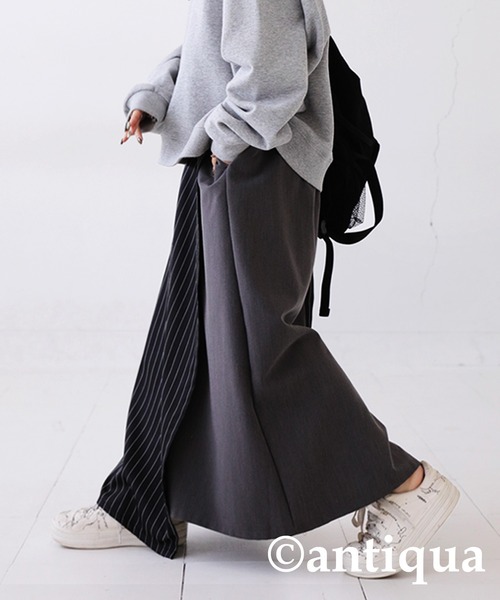 antiqua（アンティカ）の「ストライプ柄ラップスカート（スカート