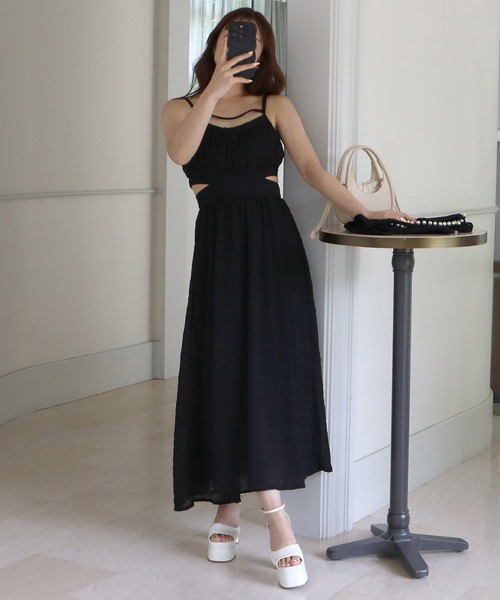 【新品】 Party♡シアーチェックカットアウトキャミワンピース ROYAL PARTY（ロイヤルパーティー）の「シアーチェックカット