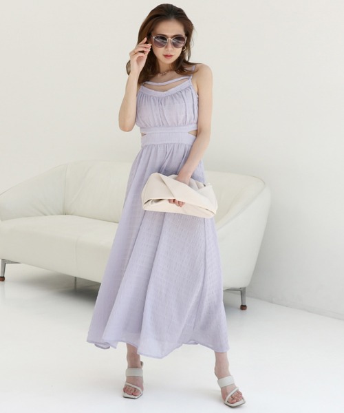 【新品】 Party♡シアーチェックカットアウトキャミワンピース ROYAL PARTY（ロイヤルパーティー）の「シアーチェックカット