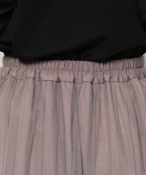 mysty woman（ミスティウーマン）の「サテンラインチュールスカート966504（スカート・レディース・グレイッシュベージュ/ブラック/ブラウン・FREE）」の7枚目の写真