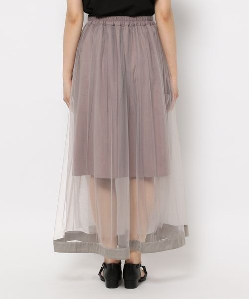 mysty woman（ミスティウーマン）の「サテンラインチュールスカート966504（スカート・レディース・グレイッシュベージュ/ブラック/ブラウン・FREE）」の12枚目の写真
