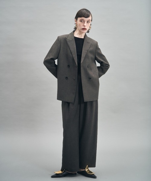 MECRE(メクル)の「ダブルブレストツィードジャケット(テーラードジャケット・レディース・ブラウン/グレー・S/M)」の3枚目の写真