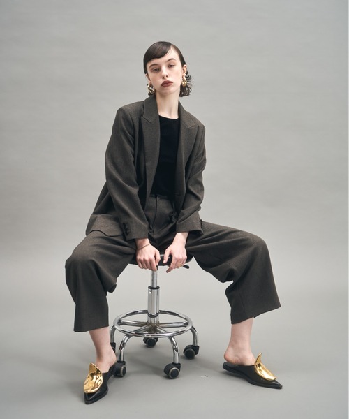 MECRE(メクル)の「ダブルブレストツィードジャケット(テーラードジャケット・レディース・ブラウン/グレー・S/M)」の7枚目の写真