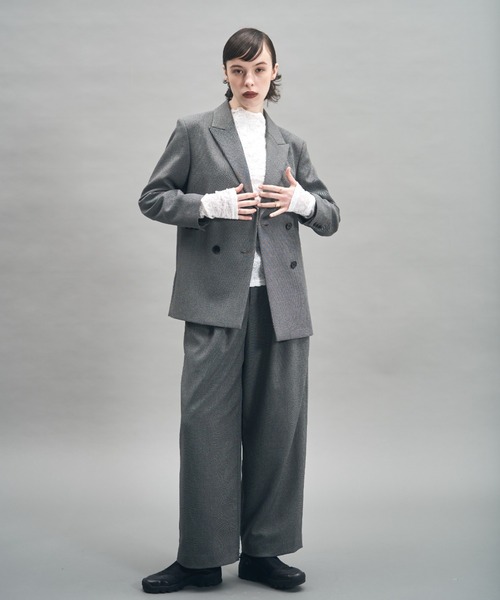 MECRE(メクル)の「ダブルブレストツィードジャケット(テーラードジャケット・レディース・ブラウン/グレー・S/M)」の8枚目の写真