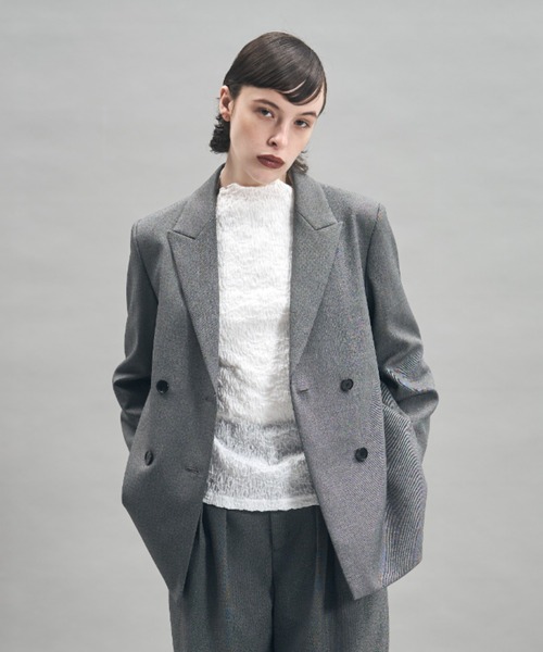 MECRE(メクル)の「ダブルブレストツィードジャケット(テーラードジャケット・レディース・ブラウン/グレー・S/M)」の11枚目の写真