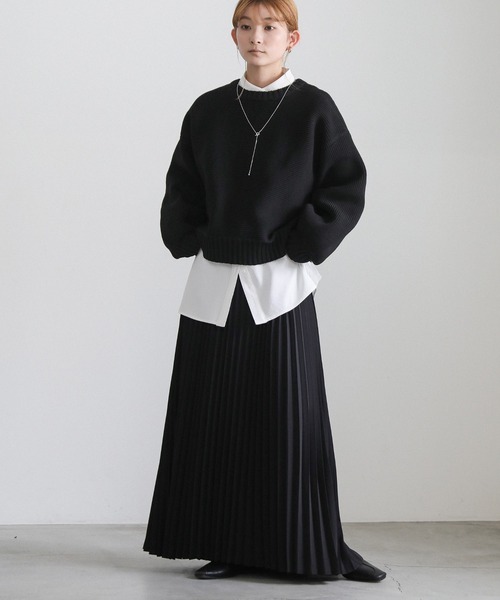 select MOCA(セレクトモカ)の「スポンディッシュクルーネックショートニット(ニット/セーター・レディース・アイボリー/ブラック/ブルー・FREE)」の6枚目の写真