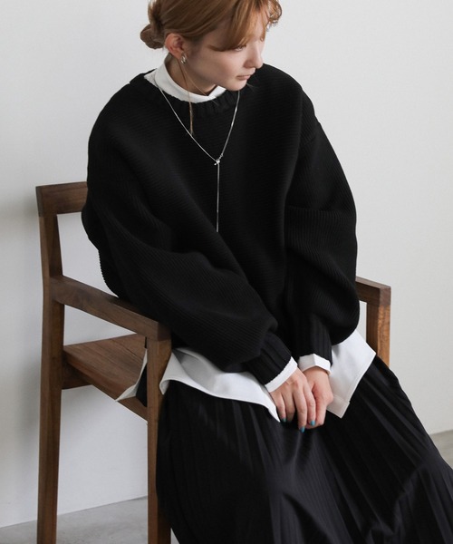 select MOCA(セレクトモカ)の「スポンディッシュクルーネックショートニット(ニット/セーター・レディース・アイボリー/ブラック/ブルー・FREE)」の21枚目の写真