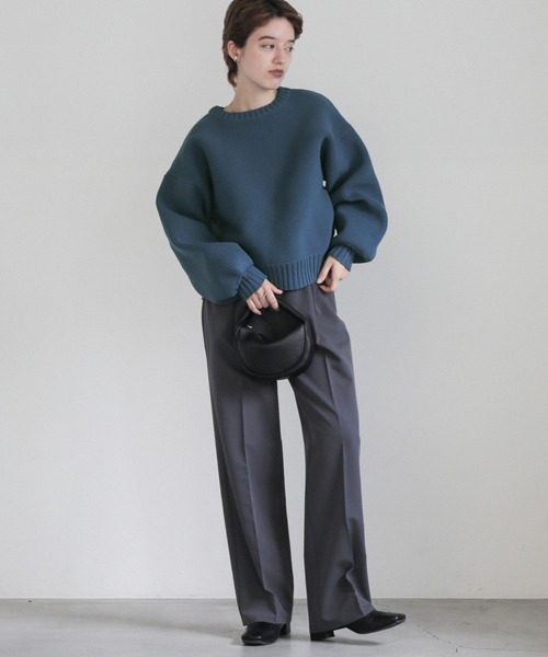 select MOCA(セレクトモカ)の「スポンディッシュクルーネックショートニット(ニット/セーター・レディース・アイボリー/ブラック/ブルー・FREE)」の4枚目の写真