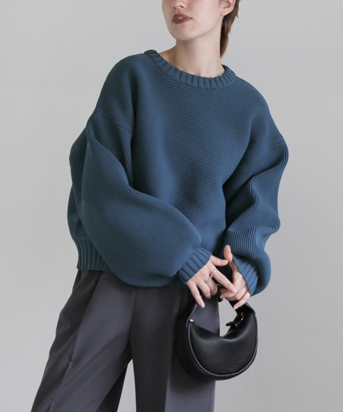 select MOCA(セレクトモカ)の「スポンディッシュクルーネックショートニット(ニット/セーター・レディース・アイボリー/ブラック/ブルー・FREE)」の7枚目の写真