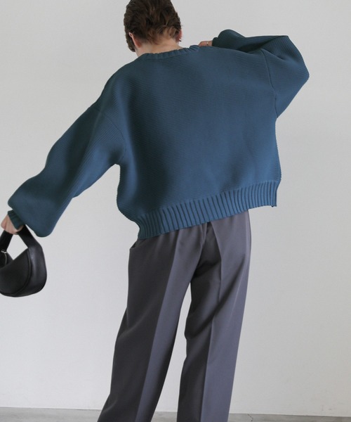 select MOCA(セレクトモカ)の「スポンディッシュクルーネックショートニット(ニット/セーター・レディース・アイボリー/ブラック/ブルー・FREE)」の12枚目の写真