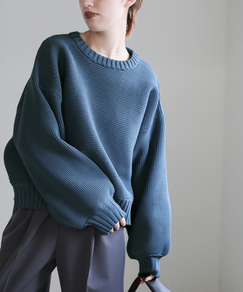 select MOCA(セレクトモカ)の「スポンディッシュクルーネックショートニット(ニット/セーター・レディース・アイボリー/ブラック/ブルー・FREE)」の11枚目の写真