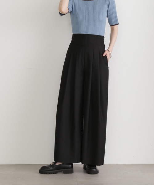 N.（N. Natural Beauty Basic）（エヌエヌナチュラルビューティーベーシック）の「◆コルセット風ワイドパンツ（スラックス・レディース・ブラック/グレー・MEDIUM）」の2枚目の写真