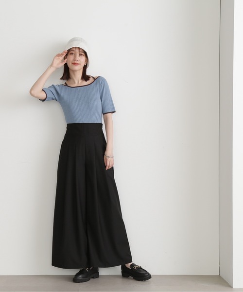 N.（N. Natural Beauty Basic）（エヌエヌナチュラルビューティーベーシック）の「◆コルセット風ワイドパンツ（スラックス・レディース・ブラック/グレー・MEDIUM）」の9枚目の写真