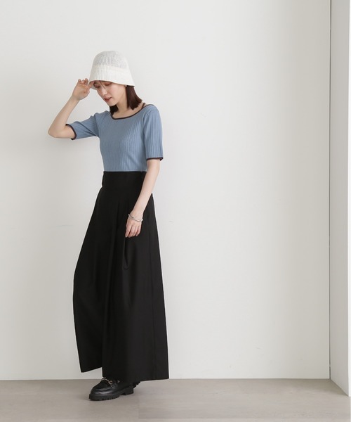 N.（N. Natural Beauty Basic）（エヌエヌナチュラルビューティーベーシック）の「◆コルセット風ワイドパンツ（スラックス・レディース・ブラック/グレー・MEDIUM）」の18枚目の写真