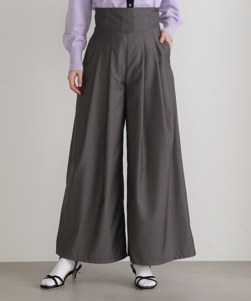 N.（N. Natural Beauty Basic）（エヌエヌナチュラルビューティーベーシック）の「◆コルセット風ワイドパンツ（スラックス・レディース・ブラック/グレー・MEDIUM）」の19枚目の写真