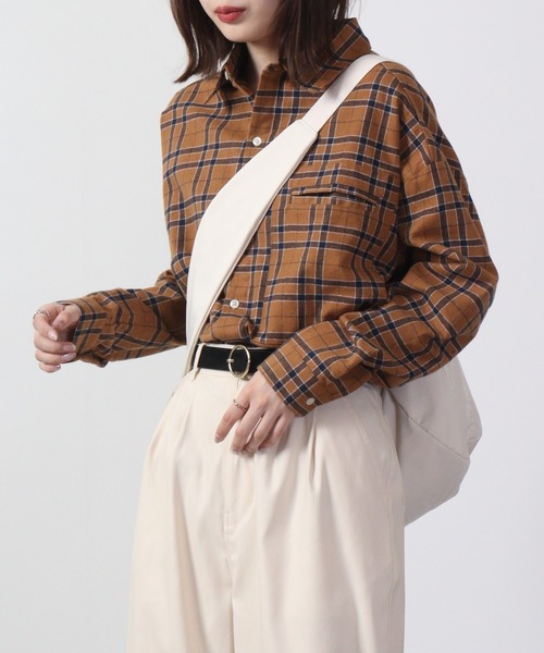 FUNALIVE（ファンアライブ）の「Plaid long sleeve flannel shirt / チェック柄長袖ネルシャツ unisex（シャツ/ブラウス・メンズ・ベージュ系/グリーン系/ブルー系/レッド系/ブラウン系・F）」の2枚目の写真