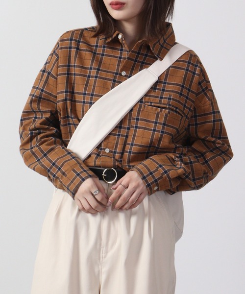FUNALIVE（ファンアライブ）の「Plaid long sleeve flannel shirt / チェック柄長袖ネルシャツ unisex（シャツ/ブラウス・メンズ・ベージュ系/グリーン系/ブルー系/レッド系/ブラウン系・F）」の6枚目の写真