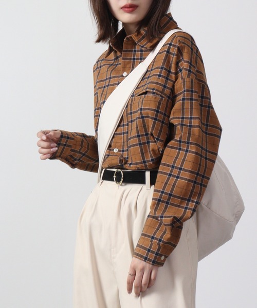 FUNALIVE（ファンアライブ）の「Plaid long sleeve flannel shirt / チェック柄長袖ネルシャツ unisex（シャツ/ブラウス・メンズ・ベージュ系/グリーン系/ブルー系/レッド系/ブラウン系・F）」の9枚目の写真