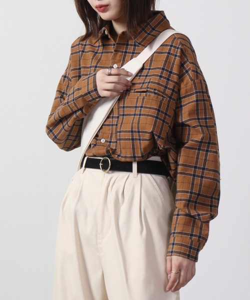 FUNALIVE（ファンアライブ）の「Plaid long sleeve flannel shirt / チェック柄長袖ネルシャツ unisex（シャツ/ブラウス・メンズ・ベージュ系/グリーン系/ブルー系/レッド系/ブラウン系・F）」の8枚目の写真