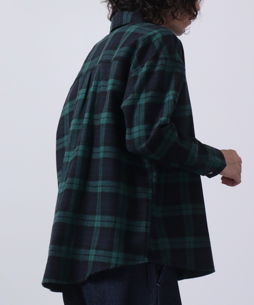 FUNALIVE（ファンアライブ）の「Plaid long sleeve flannel shirt / チェック柄長袖ネルシャツ unisex（シャツ/ブラウス・メンズ・ベージュ系/グリーン系/ブルー系/レッド系/ブラウン系・F）」の15枚目の写真