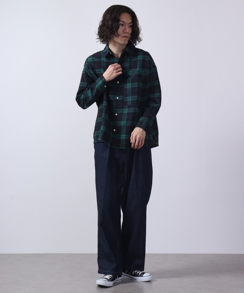 FUNALIVE（ファンアライブ）の「Plaid long sleeve flannel shirt / チェック柄長袖ネルシャツ unisex（シャツ/ブラウス・メンズ・ベージュ系/グリーン系/ブルー系/レッド系/ブラウン系・F）」の18枚目の写真