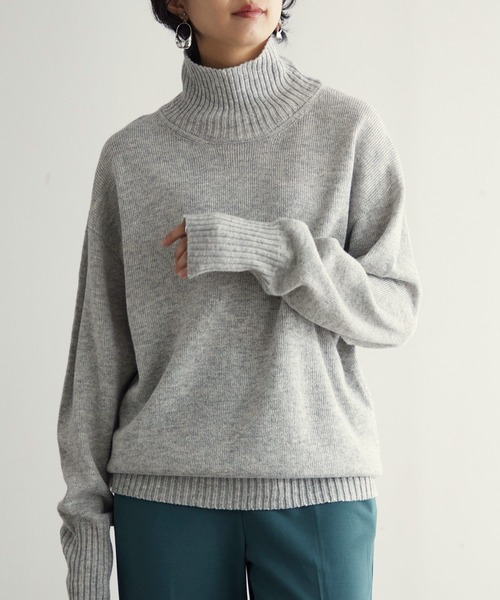 for/c(フォーシー)の「ホールガーメントハイネックニットプルオーバー【サスティナブル】(ニット/セーター・レディース・イエロー/チャコール/ターコイズブルー/グレー/ブラウン/ライトグリーン/ピンク/アイボリー/ブラック/ダークブラウン・M/L/LL)」の4枚目の写真