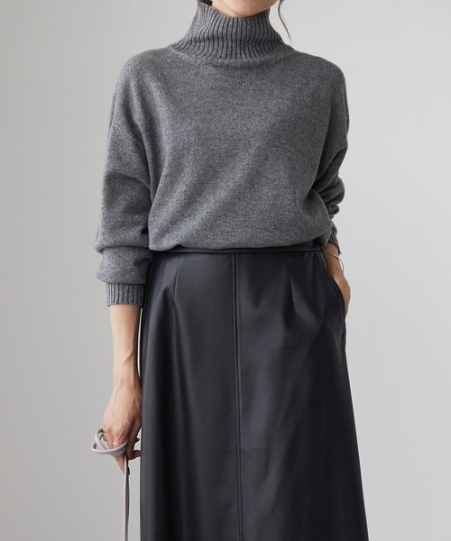 ホールガーメントハイネックニットプルオーバー【サスティナブル