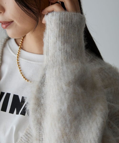 Anss.me（アンスミー）の「【Anss.me】モヘアライクニットルーズVネックプルオーバー（ニット/セーター・レディース・ブラック/カーキ/アイボリー・FREE）」の22枚目の写真