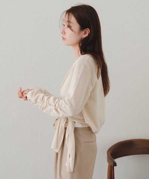 Kastane（カスタネ）の「【着回し可能/Thank Mat'l.】カシュクールTOPS（Tシャツ/カットソー・レディース・ベージュ/アイボリー/ブルー・FREE）」の7枚目の写真