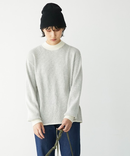 Chaco closet(チャコ クローゼット)の「【吸湿発熱】ストライプ配色リバーシブルハイネックプレーティングニットプルオーバー(ニット/セーター・レディース・ブラック/ネイビー/アイボリー/オレンジ・FREE)」の13枚目の写真