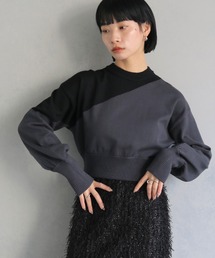 【cheriella】WEB限定ショート丈バイカラーインターシャニット WEB LIMITED SHORT BI-COLOR INTARSIA KNIT