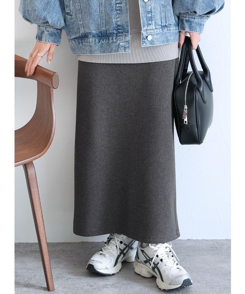 セール】ボンディングリブニットロングスカート（スカート）｜reca