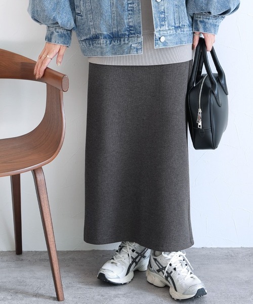 セール】ボンディングリブニットロングスカート（スカート）｜reca