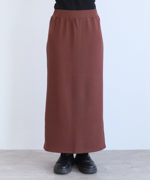 reca（レカ）の「ボンディングリブニットロングスカート（スカート・レディース・ブラック/ブラウン系/オリーブ/チャコールグレー・FREE）」の21枚目の写真