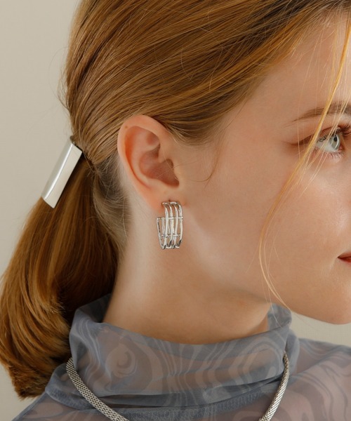 JewCas クロス編みデザインChunky Metal ピアス [JC4559]（ピアス（両耳用））｜JewCas（ジュアキャス）