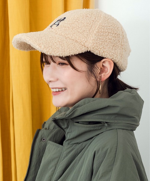 ScoLar(スカラー)の「633303:パリティのいぬ刺繍 ボアキャップ(キャップ・レディース・アイボリー/ブラウン/ブラック・FREE)」の6枚目の写真