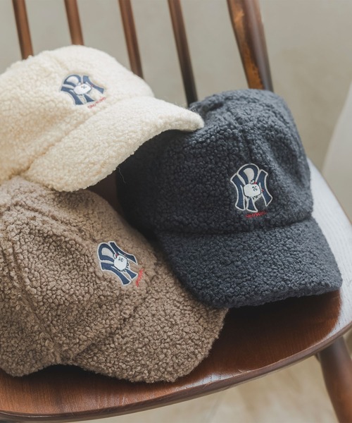 ScoLar(スカラー)の「633303:パリティのいぬ刺繍 ボアキャップ(キャップ・レディース・アイボリー/ブラウン/ブラック・FREE)」の7枚目の写真