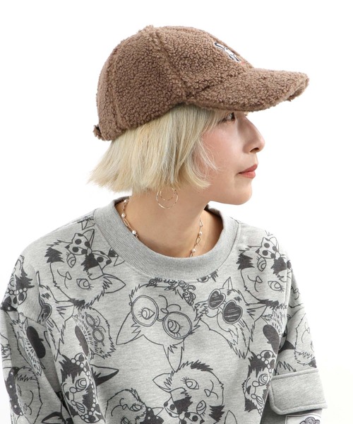 ScoLar(スカラー)の「633303:パリティのいぬ刺繍 ボアキャップ(キャップ・レディース・アイボリー/ブラウン/ブラック・FREE)」の8枚目の写真